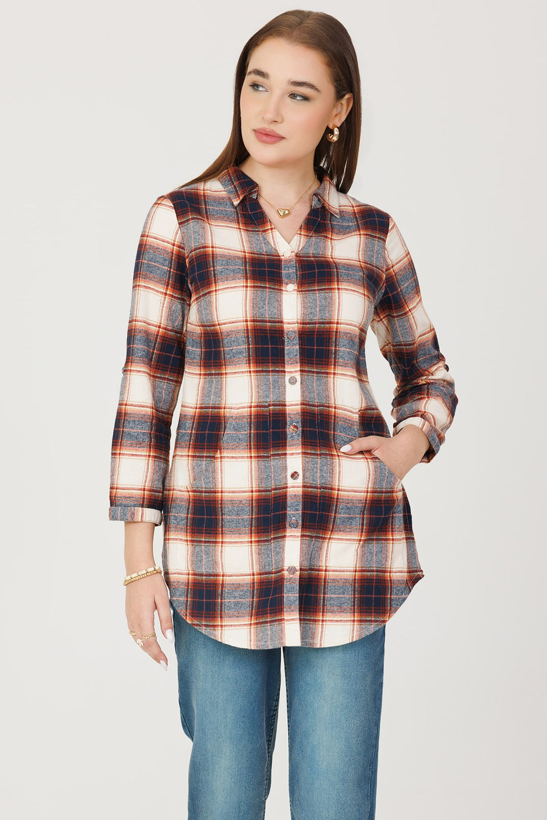 Beige Woolen Check Winter Shirt