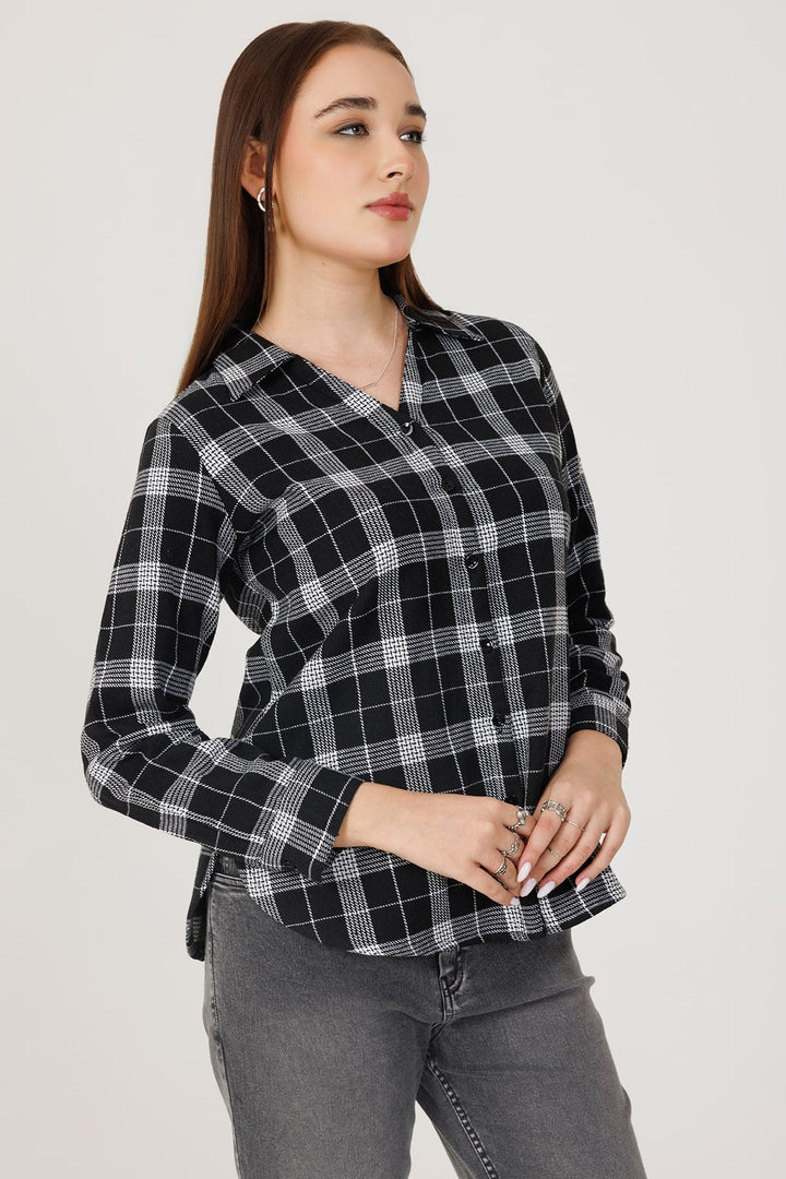 Woolen Check Winter Shirt Black and White