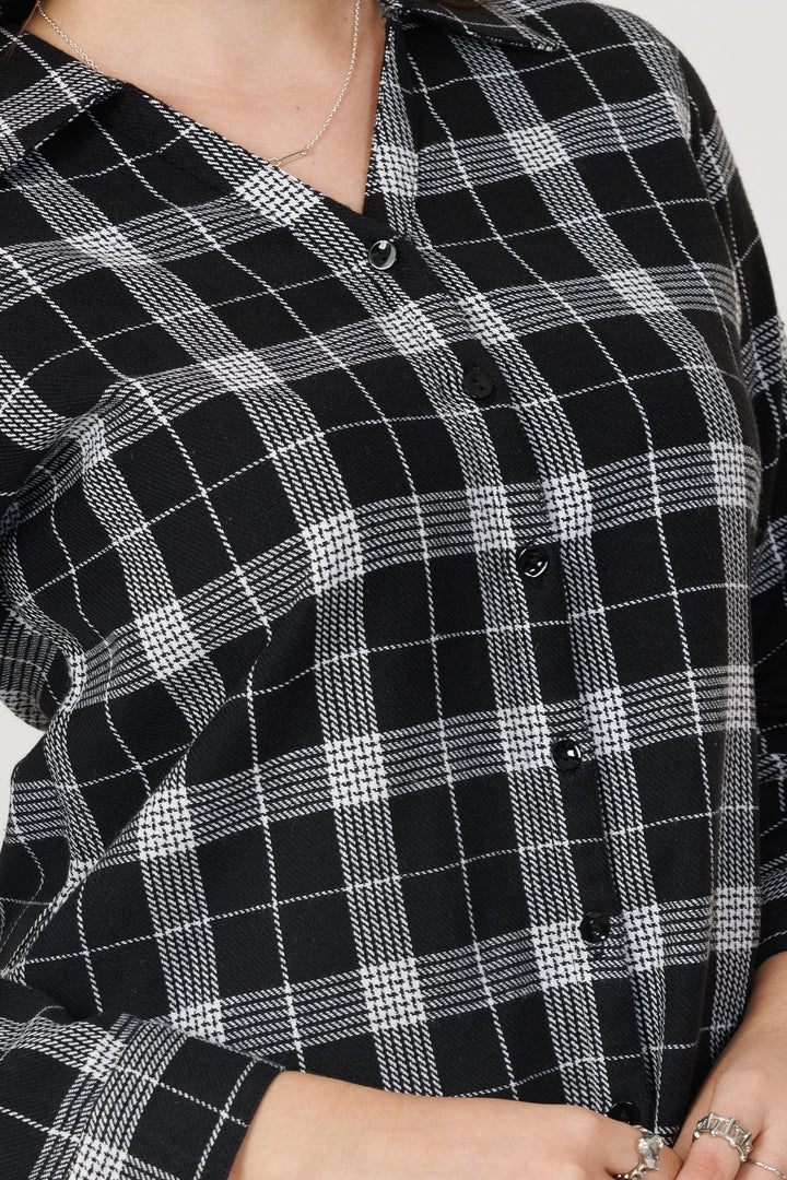 Woolen Check Winter Shirt Black and White