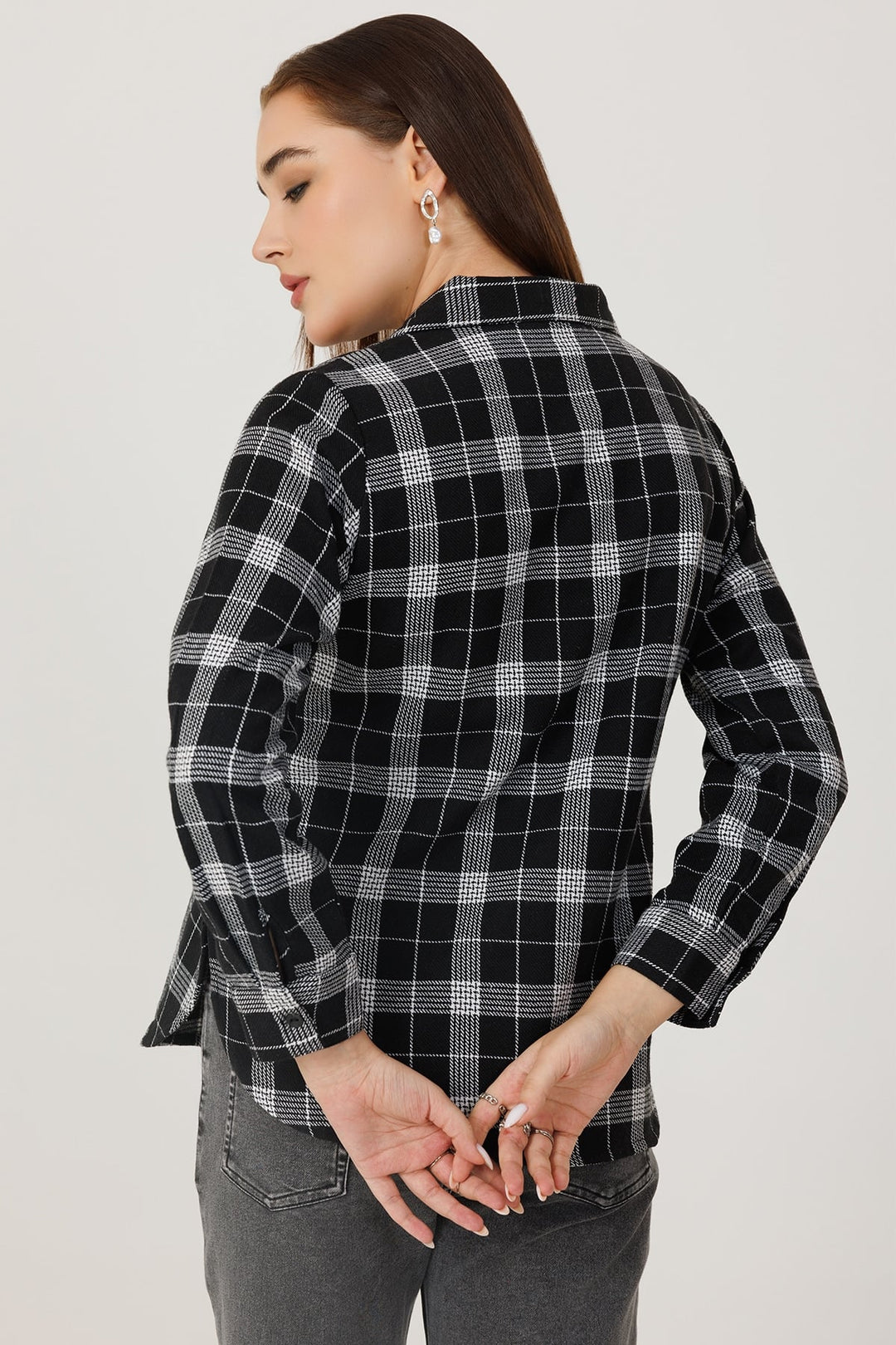 Woolen Check Winter Shirt Black and White