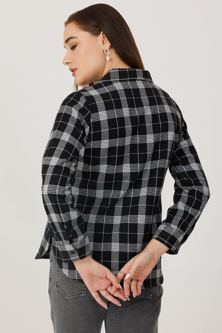 Woolen Check Winter Shirt Black and White