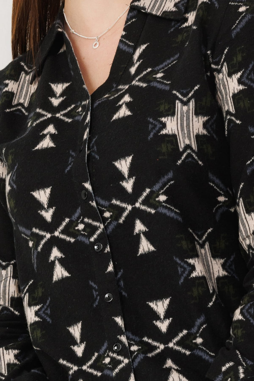 Black Cotton Brushed Printed Winter Tunic
