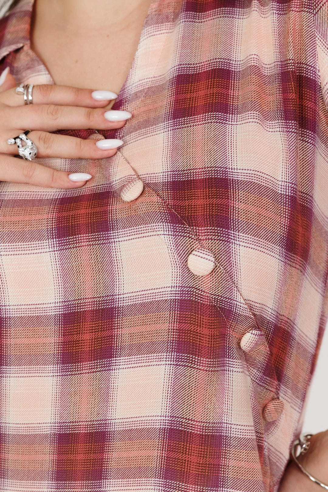 Beige Twill Check Winter Shirt with 3/4th Sleeves
