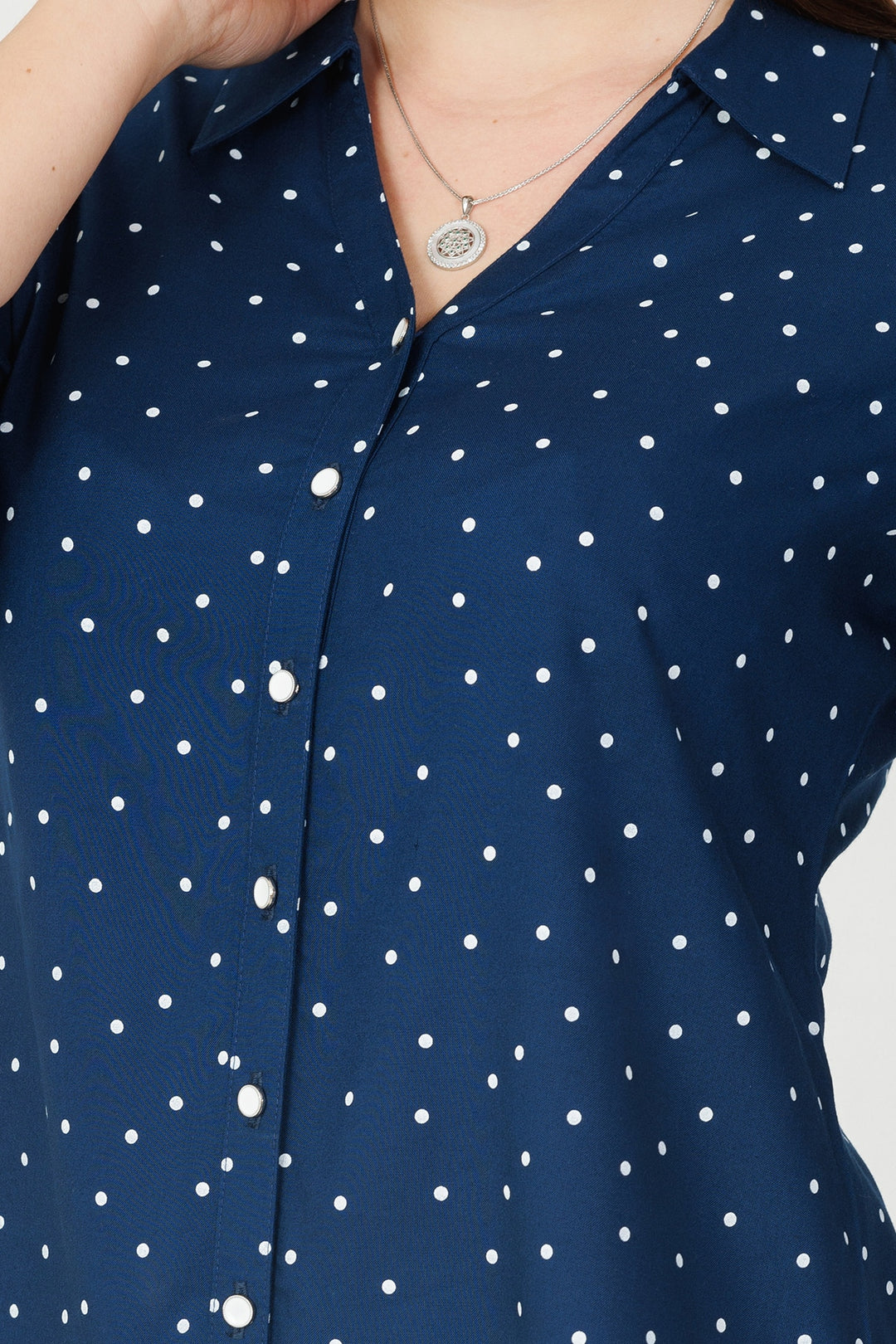 Blue Rayon Printed Shirt with 3/4th Sleeves