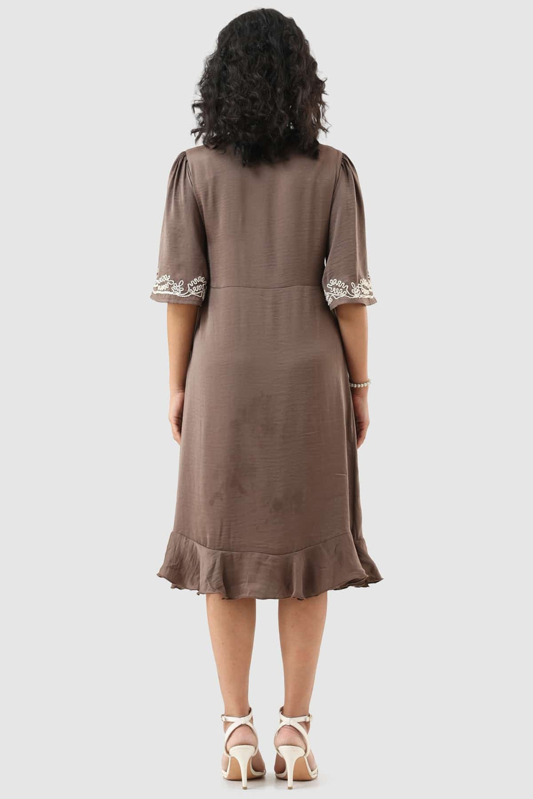 Brown Embroidered Dress