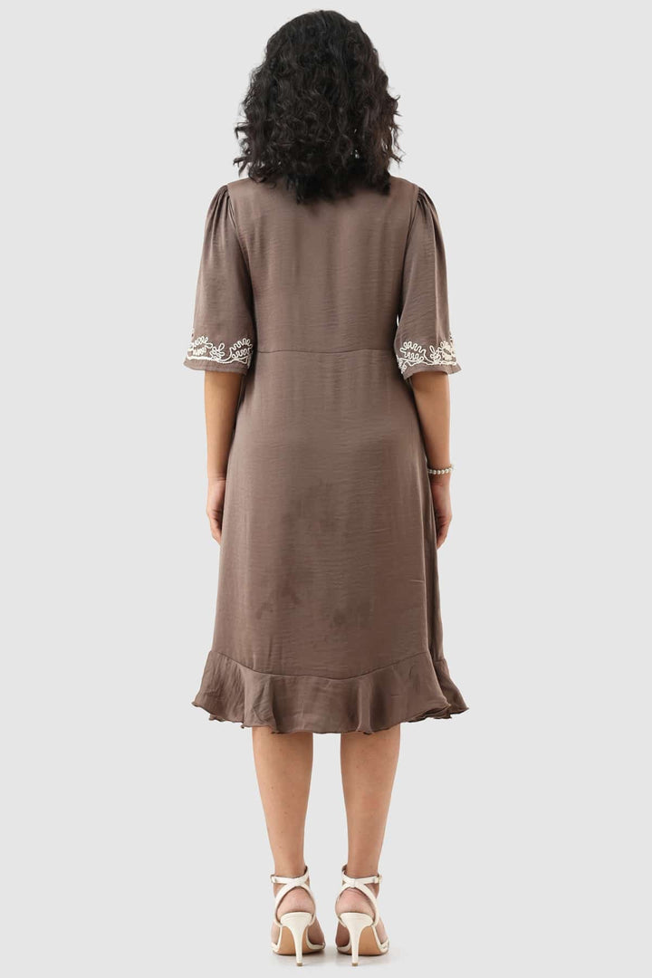 Brown Embroidered Dress