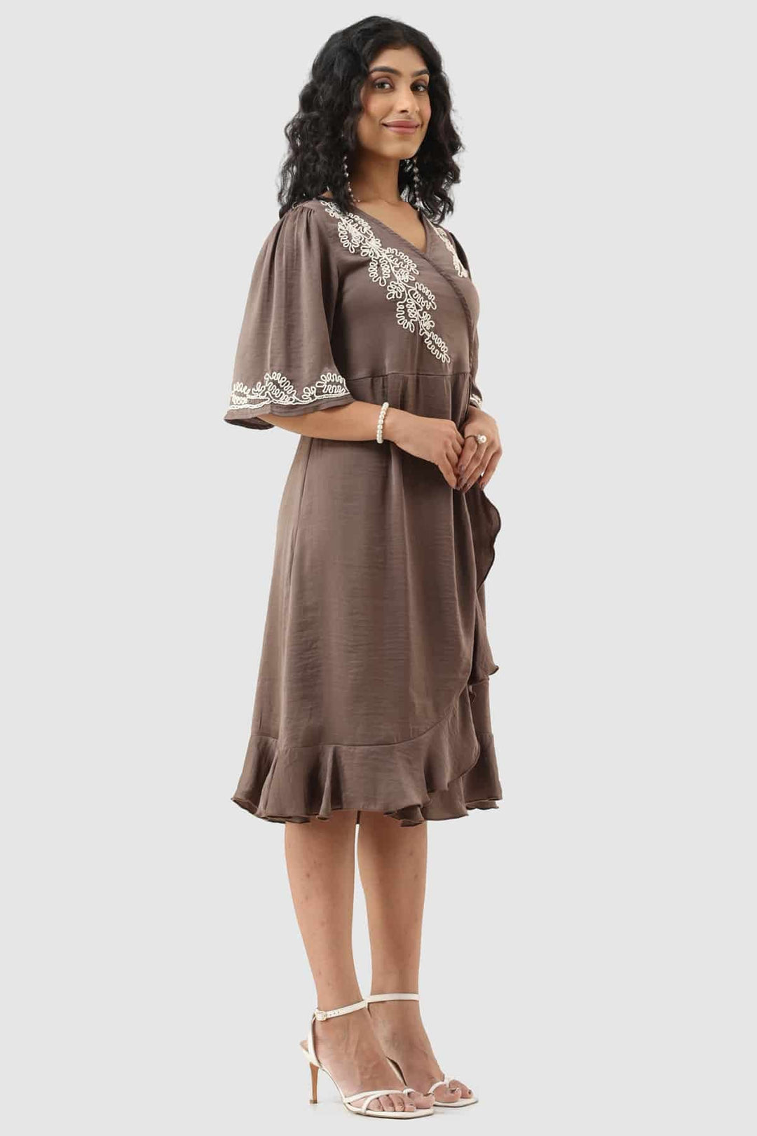 Brown Embroidered Dress