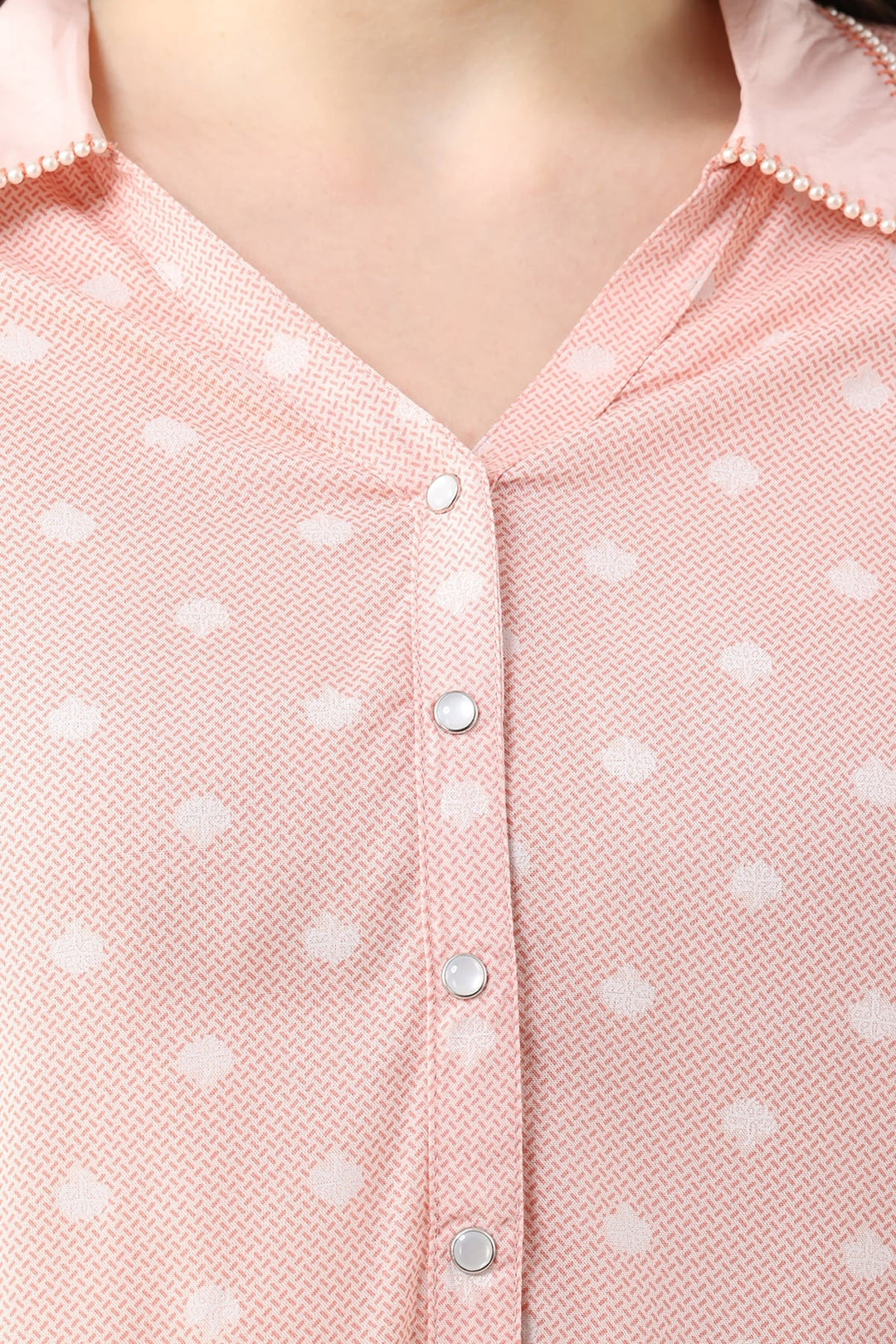 Coral Printed Rayon Shirt with 3/4th Sleeves