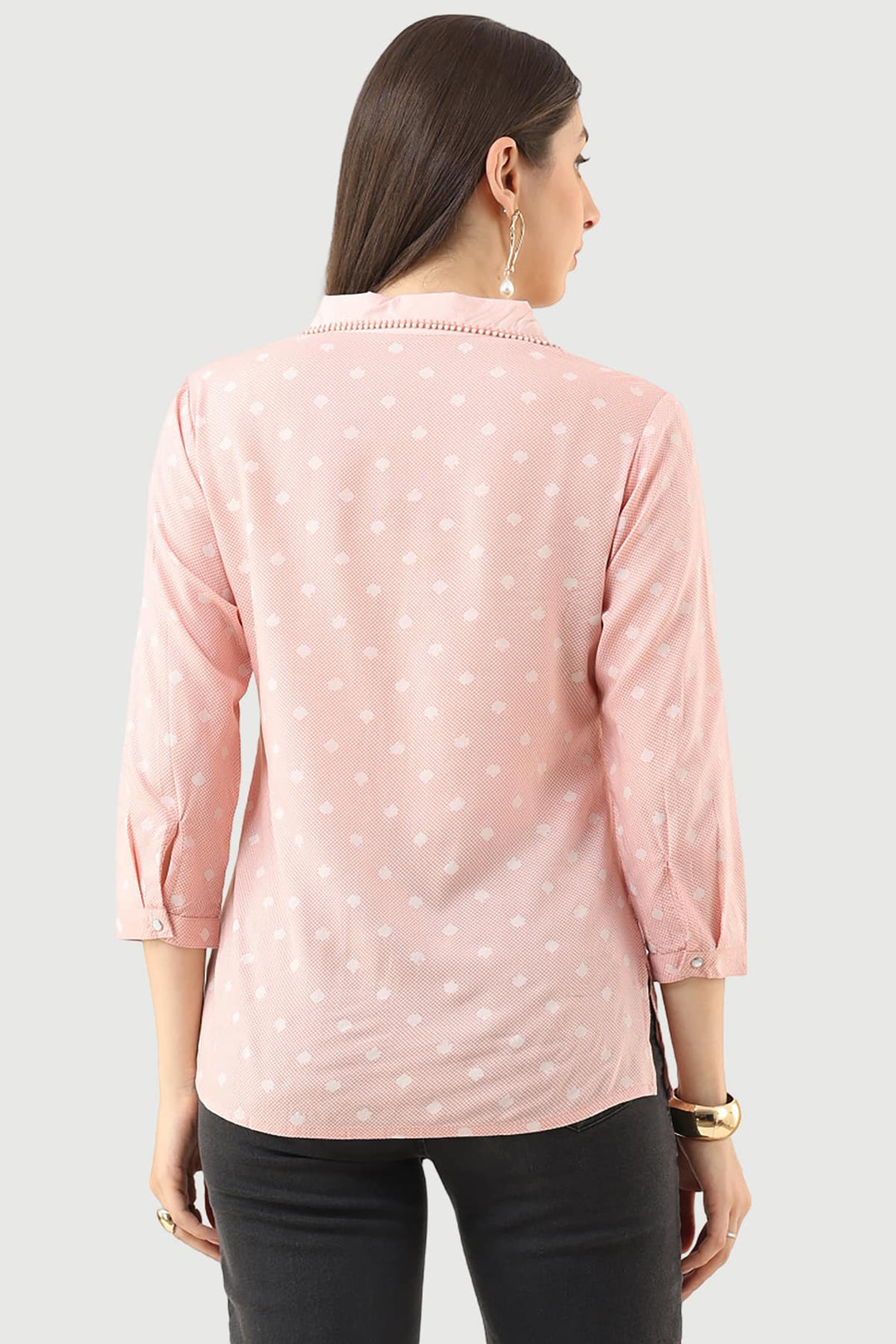 Coral Printed Rayon Shirt with 3/4th Sleeves