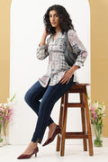 Grey Printed Shirt with Collared Neck