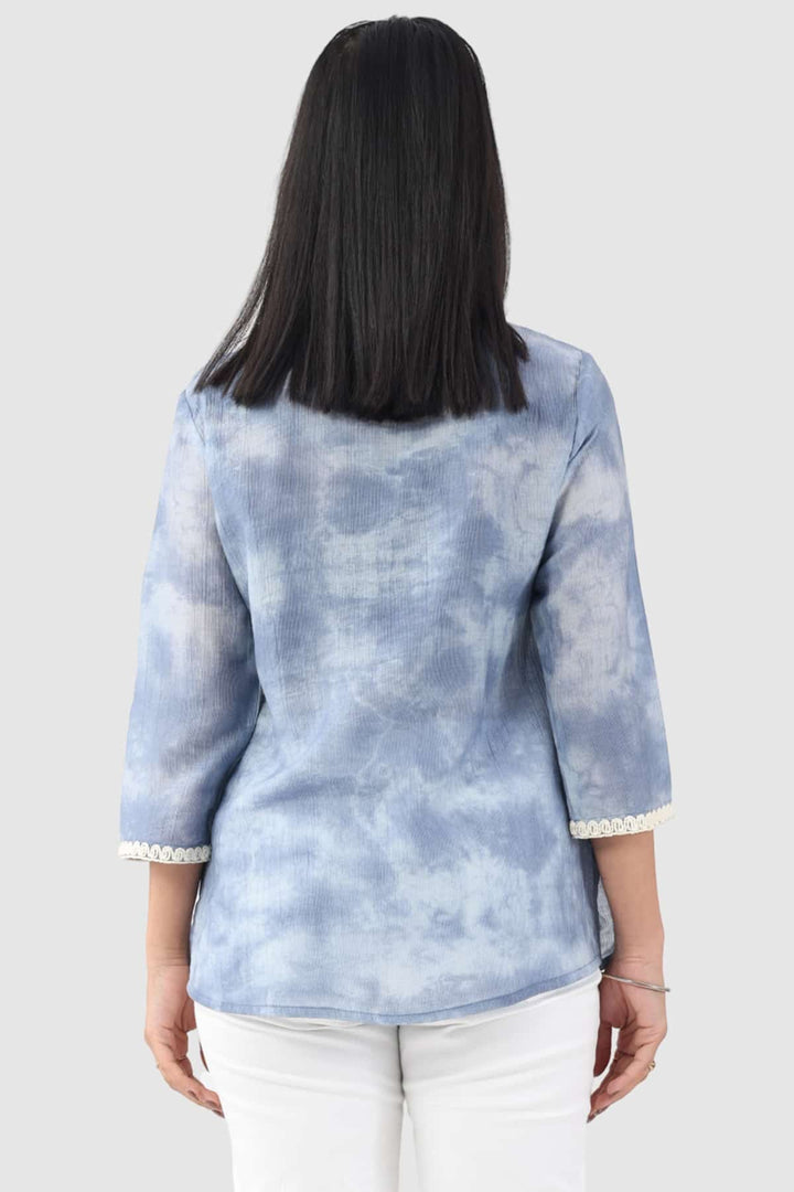 Grey Embroidered Crepe Viscose Top