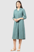 Green Schiffli Collared Dress