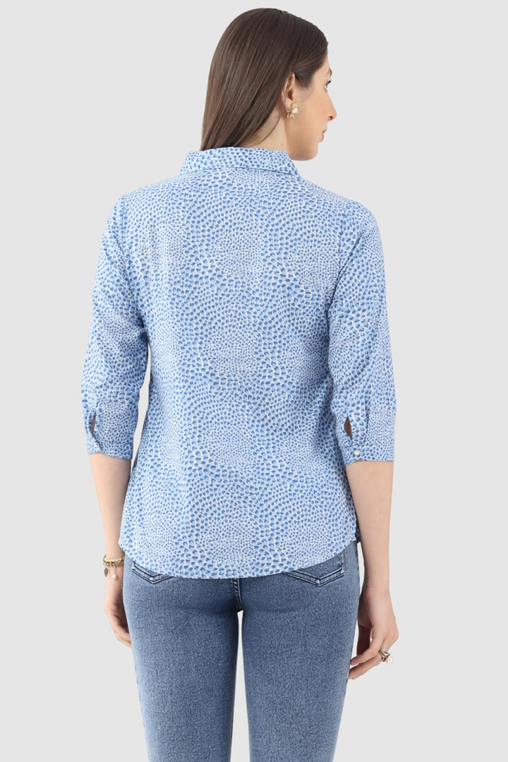 Blue Printed Cambric Shirt