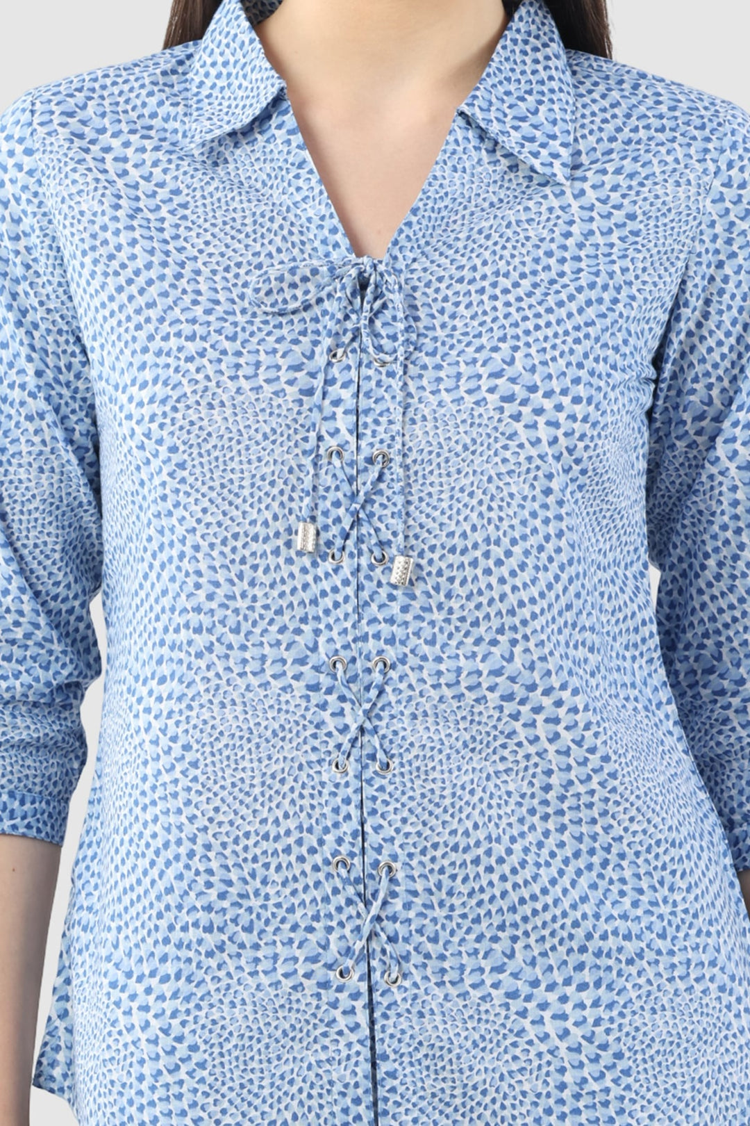 Blue Printed Cambric Shirt
