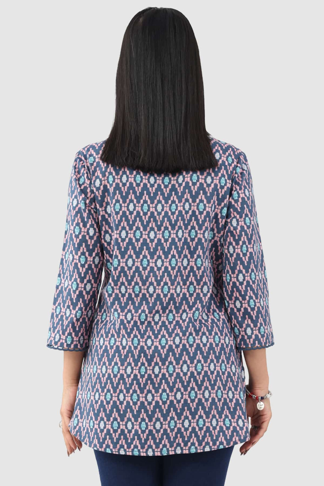 Blue Printed Rayon Slub Shirt