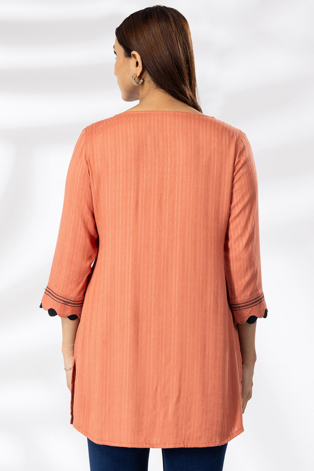 Rust Embroidered Viscose Tunic