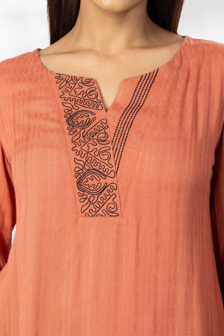 Rust Embroidered Viscose Tunic