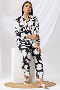 Black And White Printed Co-ord Top