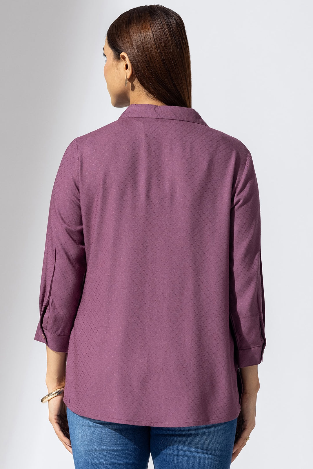 Mauve Embroidered Viscose Dobby Shirt
