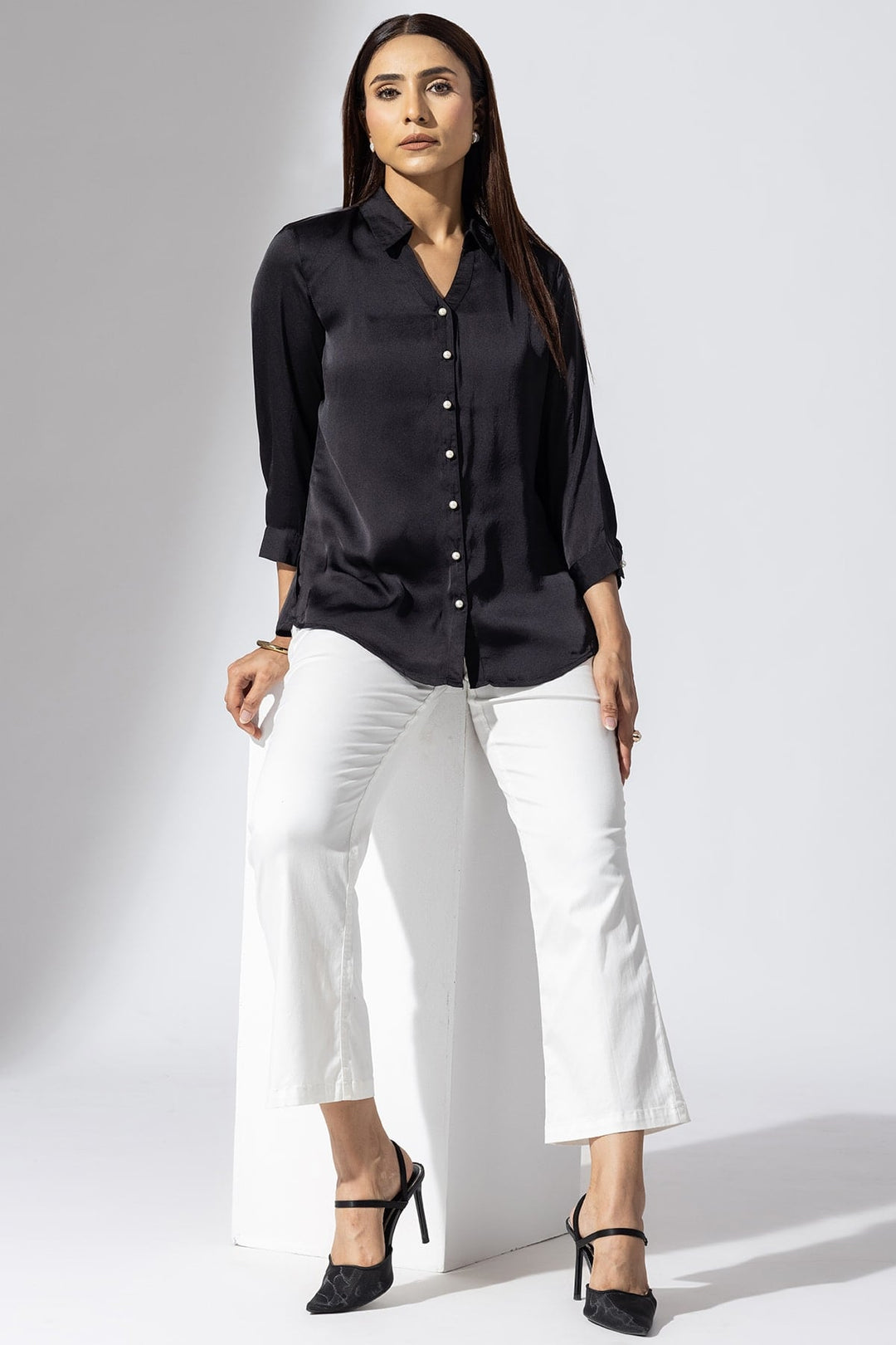 Elegant Black Collared Shirt