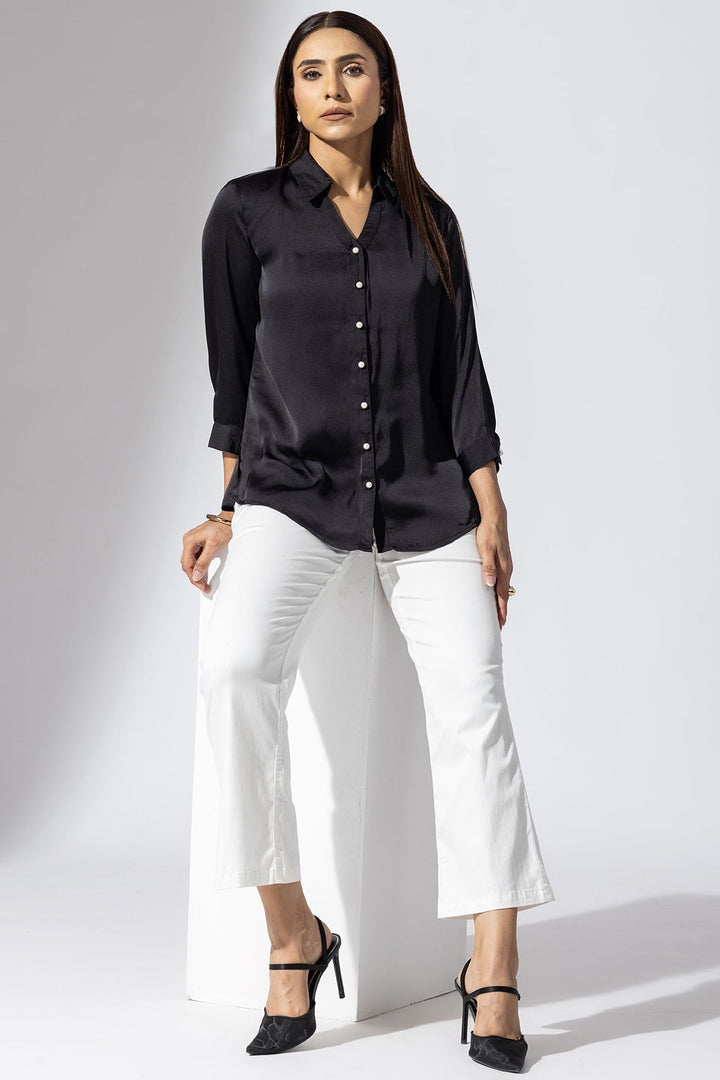 Elegant Black Collared Shirt