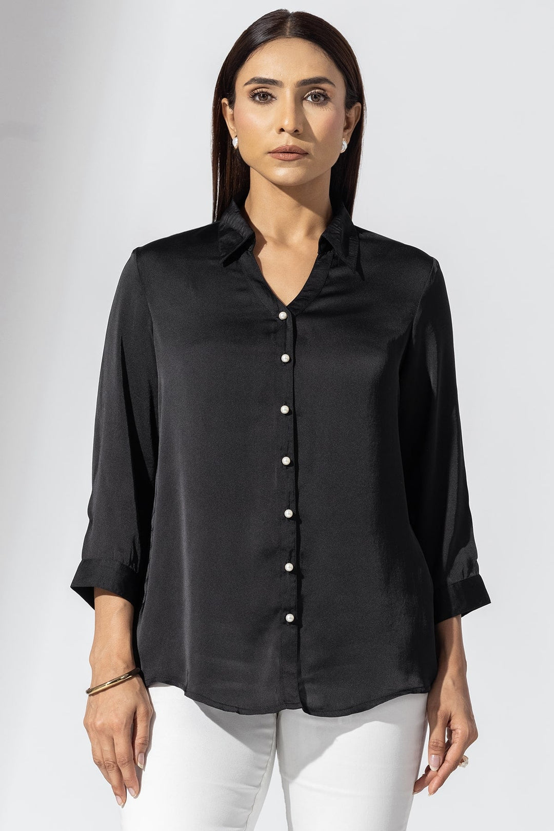 Elegant Black Collared Shirt