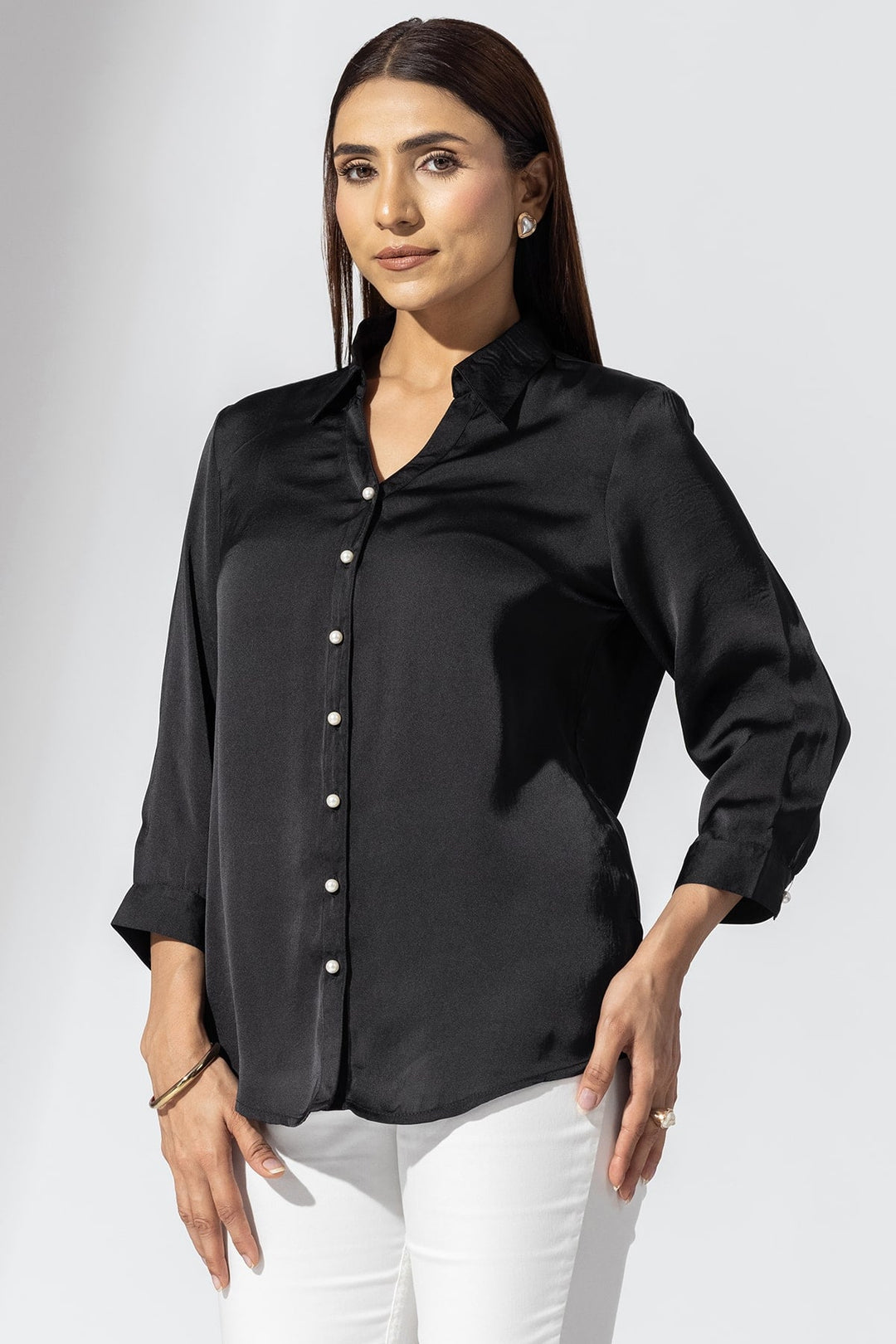 Elegant Black Collared Shirt