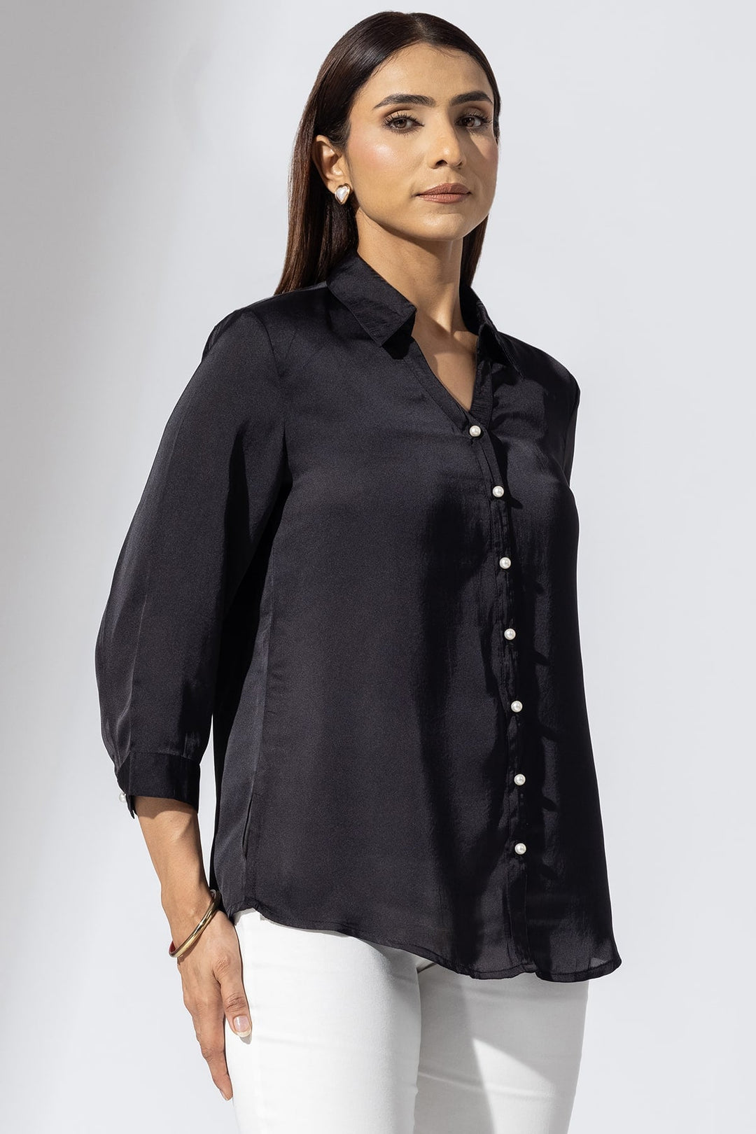 Elegant Black Collared Shirt
