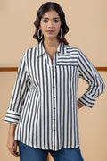 Black & White Viscose Stripes Shirt