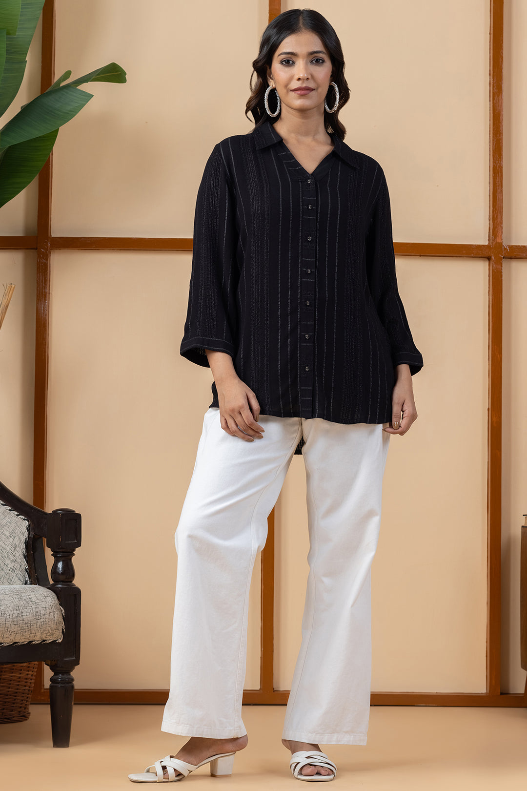 Black Viscose Evening Shirt