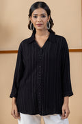 Black Viscose Evening Shirt