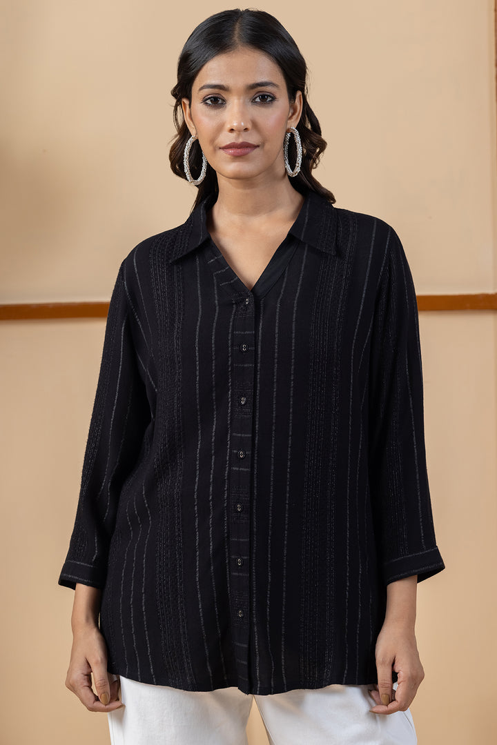 Black Viscose Evening Shirt