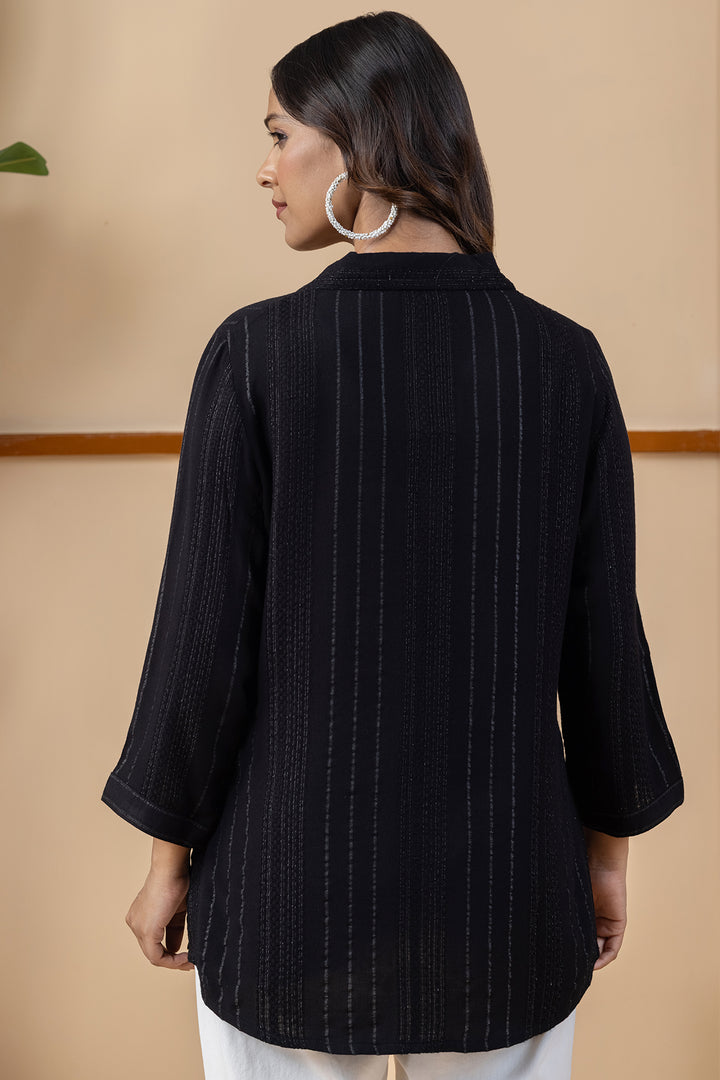Black Viscose Evening Shirt