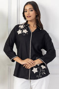 Black Viscose Embroidered Shirt