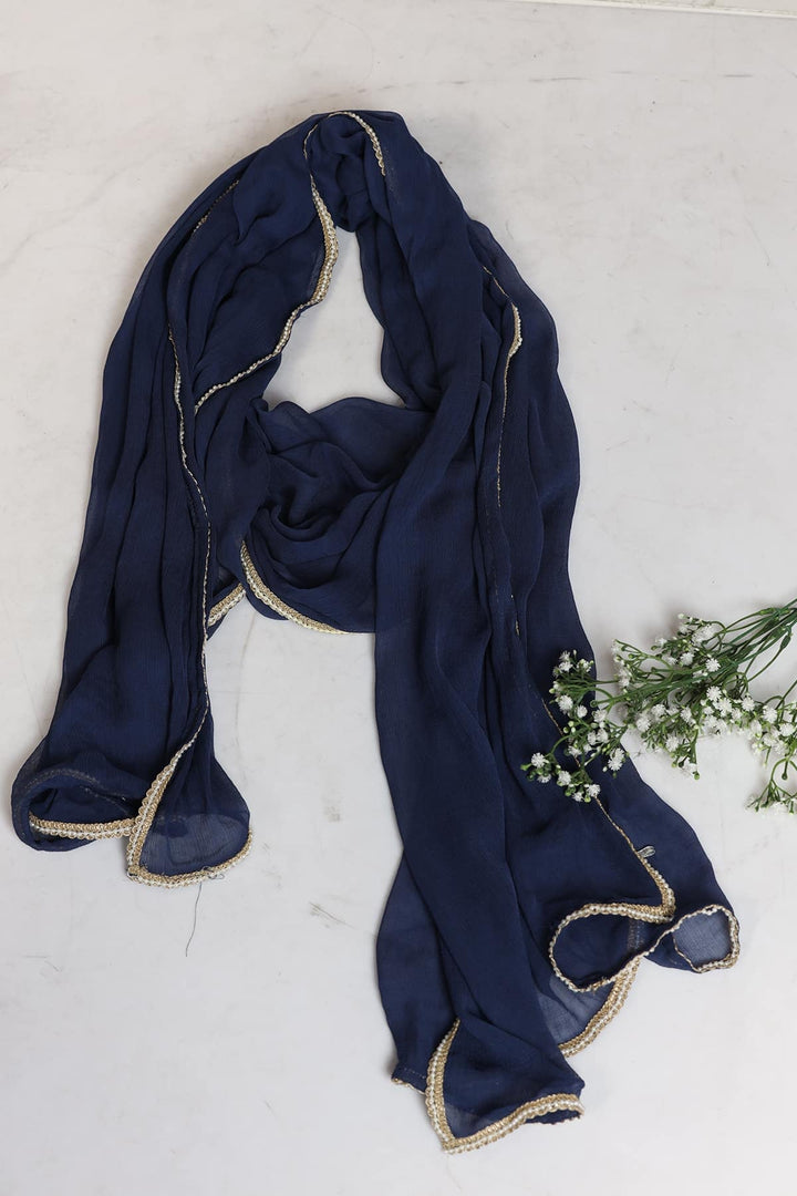 Blue Embellished Dupatta