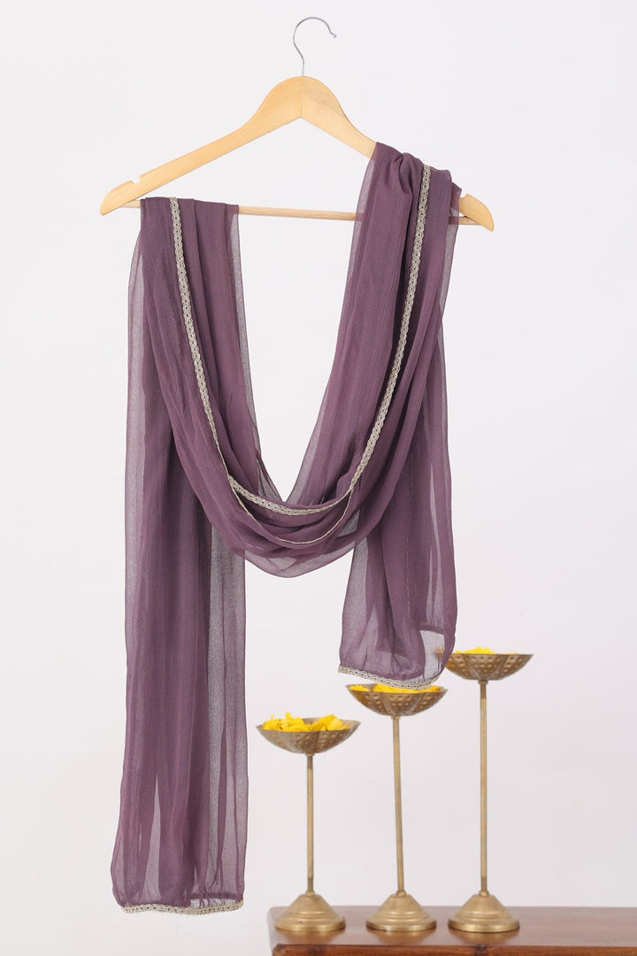 Mauve Solid Ensemble Dupatta in Chiffon Viscose