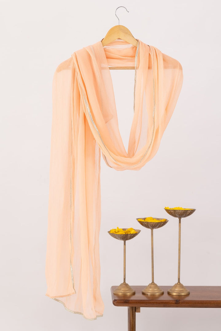 Peach Chiffon Ensemble with Dupatta