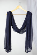 Navy Blue Solid Chiffon Viscose Dupatta