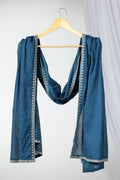 Embellished Teal Muslin Ensemble Dupatta
