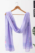 Lavender Printed Mulmul Cotton Dupatta