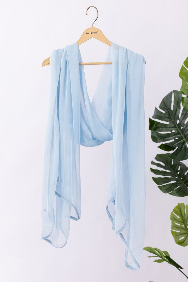Solid Sky Blue Chiffon Viscose Dupatta
