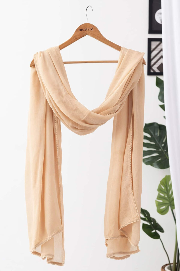 Beige Solid Viscose Chiffon Dupatta