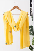 Yellow Embroidered Chanderi Viscose Dupatta