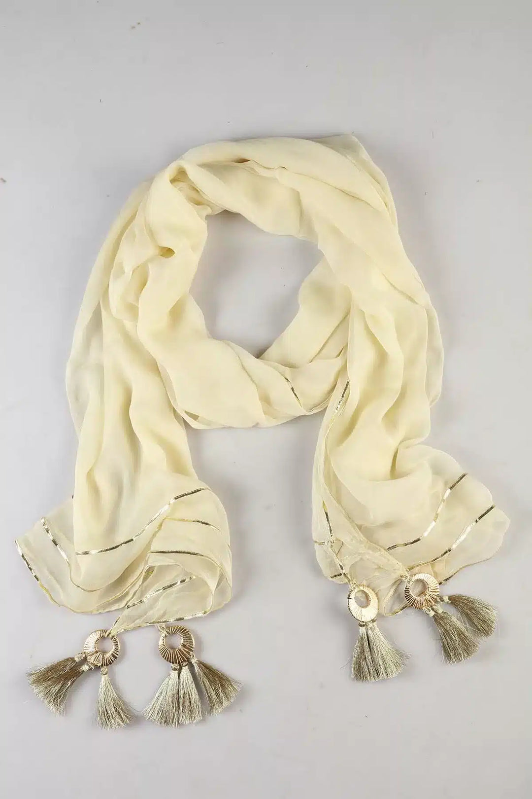 Cream Colour Gold-toned Dupatta