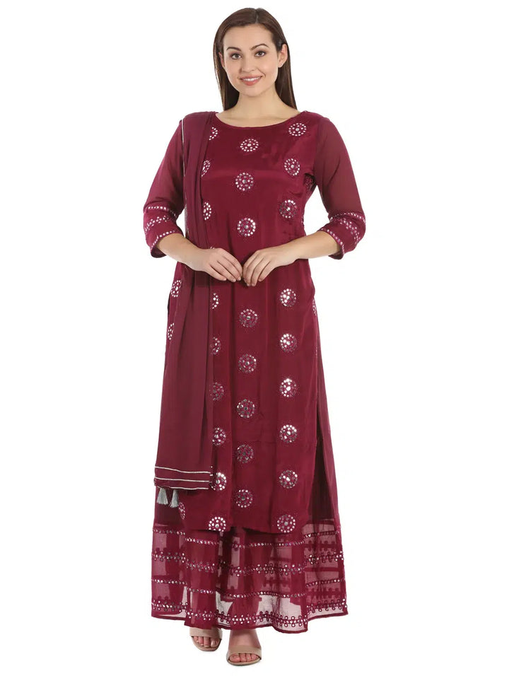 Wine Chiffon Solid Dupatta