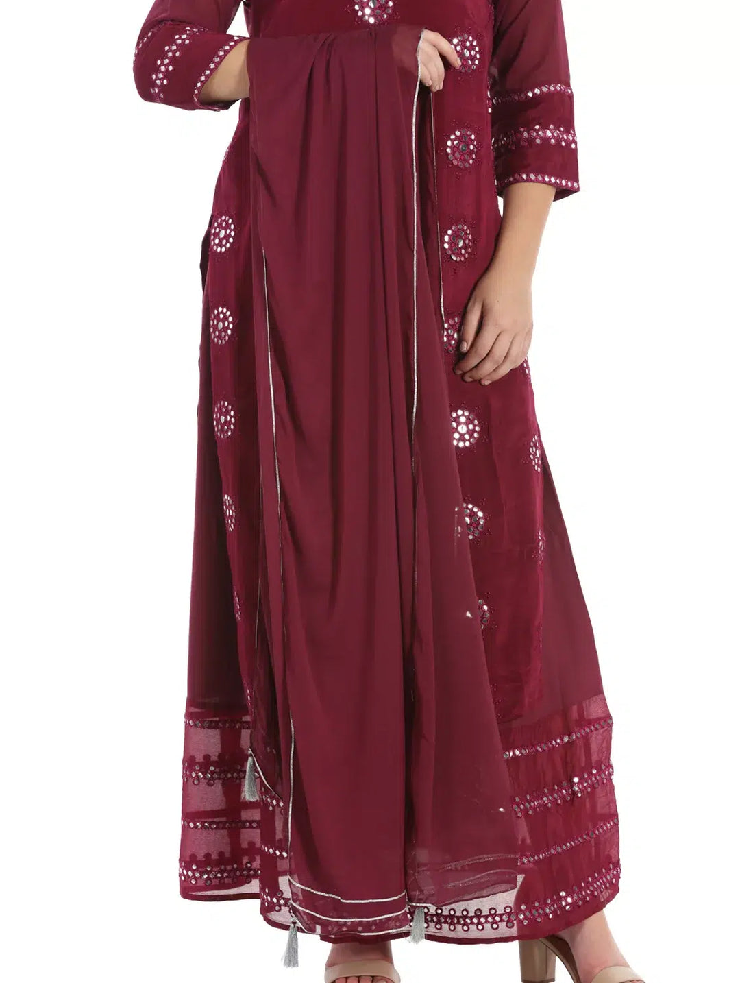 Wine Chiffon Solid Dupatta
