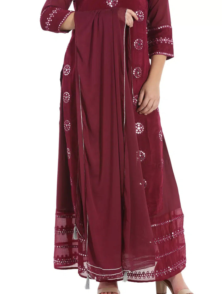 Wine Chiffon Solid Dupatta
