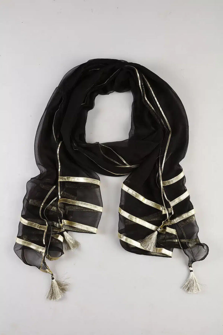 Black Solid Ensemble Dupatta