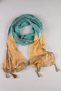 Teal and Gold Chiffon Dupatta