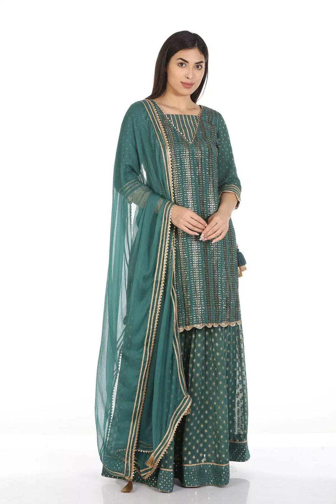 Teal Green Emblished Dupatta